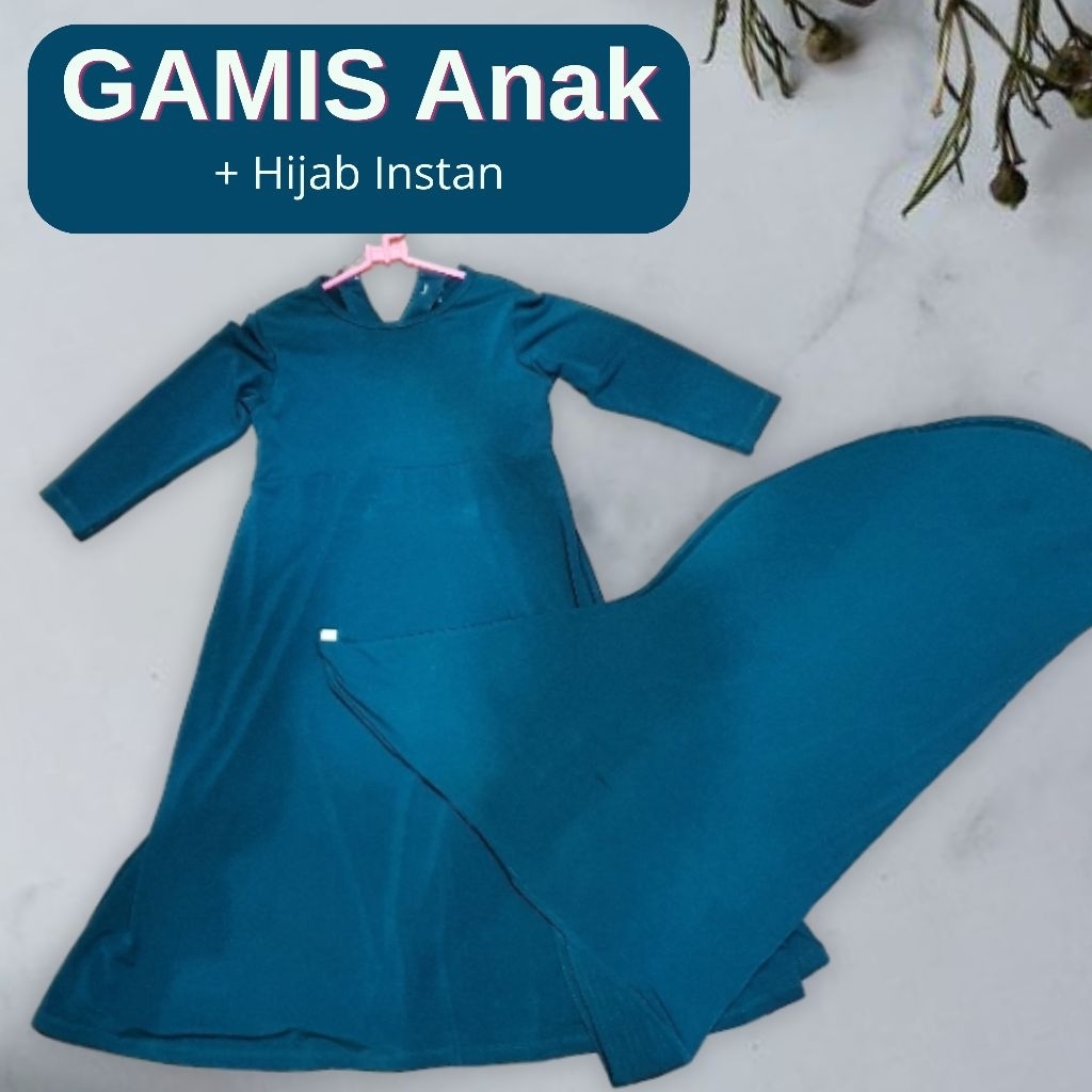 Gamis Anak Polos Hijau Botol