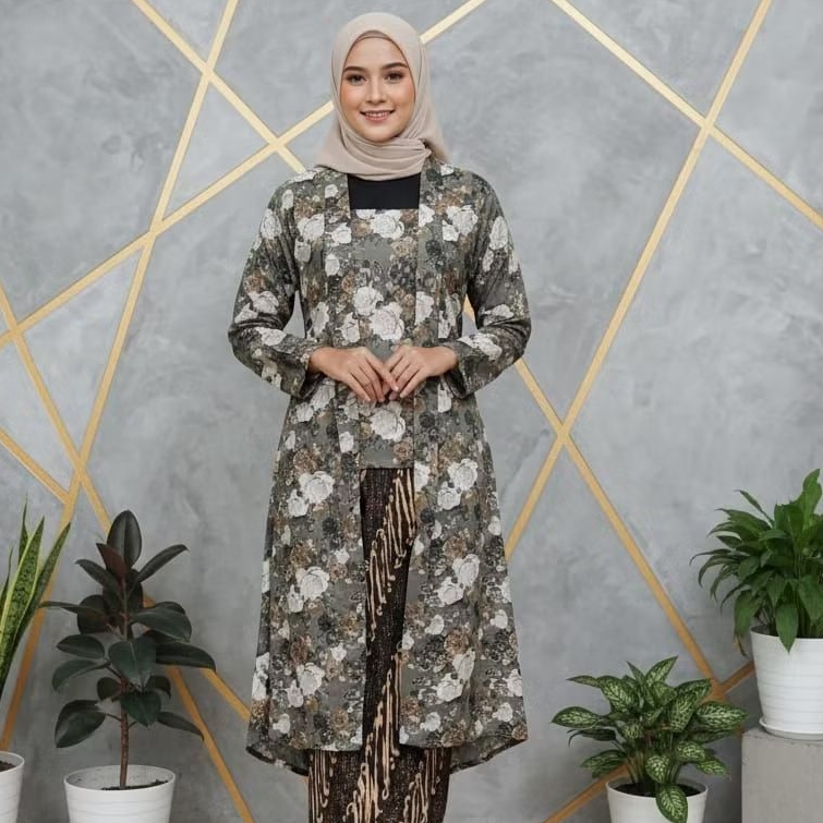 Zahrah Gallery - Kebaya Tunik Kutubaru Jumputan Modern Bahan Katun Motif Premium/Kebaya Tunik Kutuba