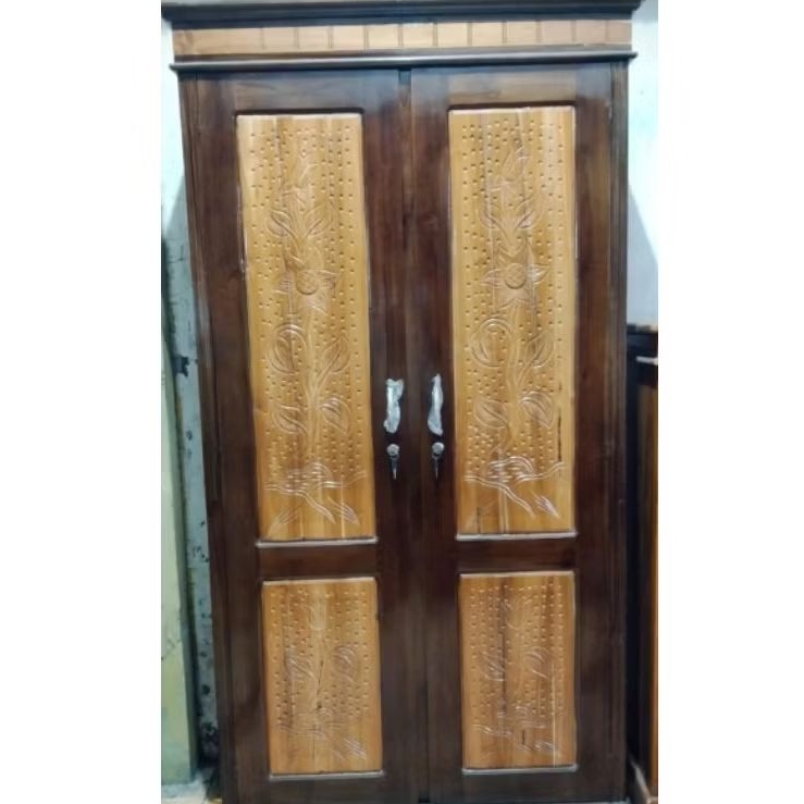 almari 2 pintu ukir kayu jati melamin