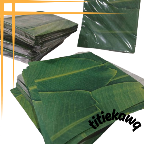 Kertas Laminasi Kertas Pembungkus Nasi Motif Daun Isi 50pcs