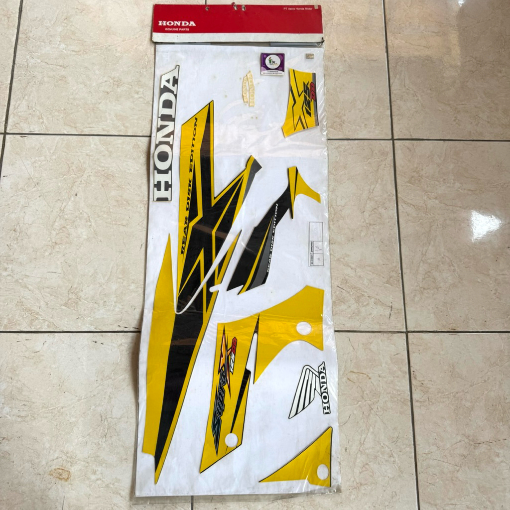 Stiker Striping Polet Supra X 125 Kuning DD 2006 Double Disk Limited Edition Original AHM 871X0-KTM-