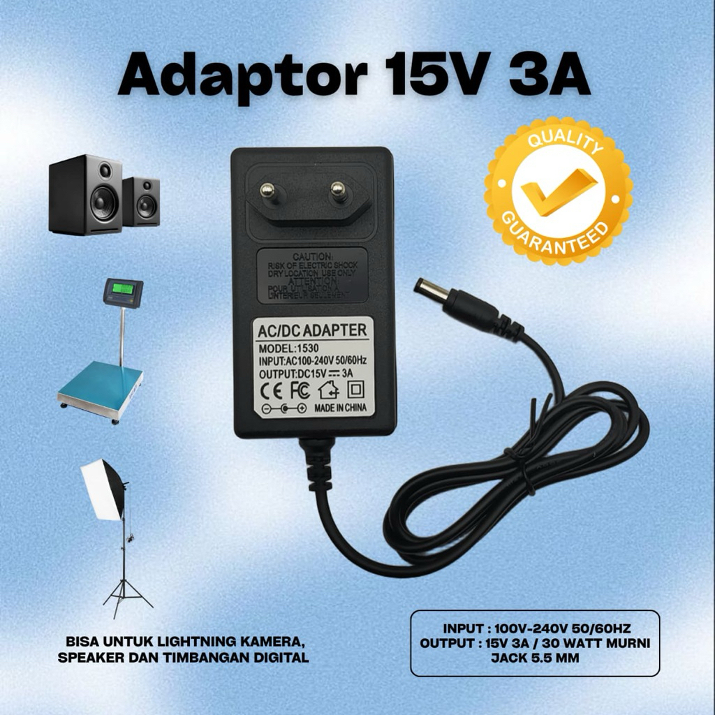 [ COD ] 100% ORIGINAL ADAPTOR SPEAKER PROTABEL 15V 2A CAS TIMBANGAN DIGITAL 15V 3A AC POWER ADAPTOR 