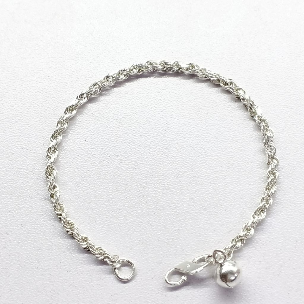 Gelang Tangan Model Rantai Tambang Pria Wanita Perak Asli Silver 99/925 Lapis Emas Putih/Gelang Rant