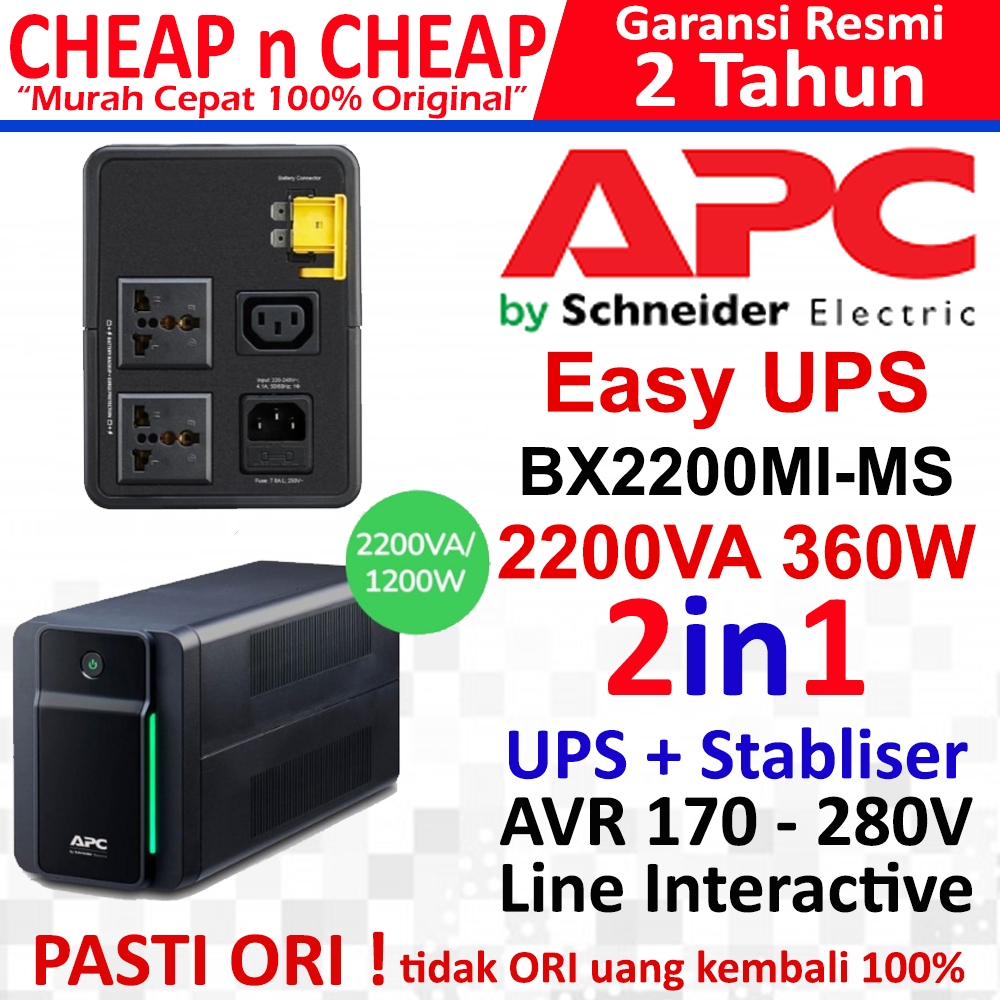 UPS APC Easy 2200VA BX2200MI-MS 1200watt 230V AVR Stabilizer Stavolt Garansi 2 Tahun - UPS Stabilize