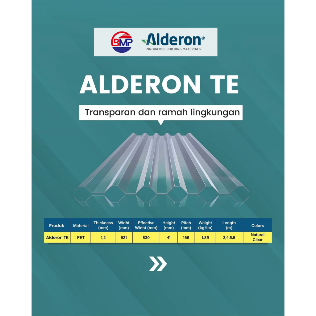 Alderon Atap Alderon TE 1.2mm Profil Trimdeck Modern Minimalis PVC Transparan