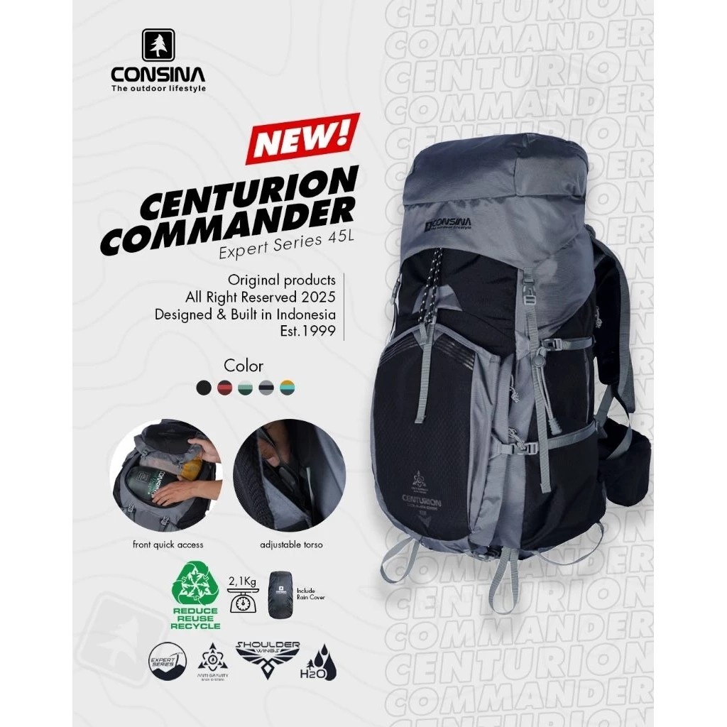 CONSINA Tas Gunung Centurion Commander Carrier 45L 50L Tas Gunung Expert Series