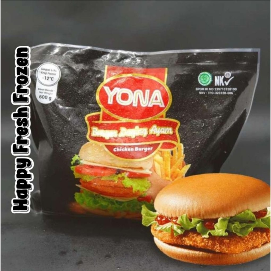 Yona Chicken Burger (Burger Daging Ayam) Beku Frozen 600 gram