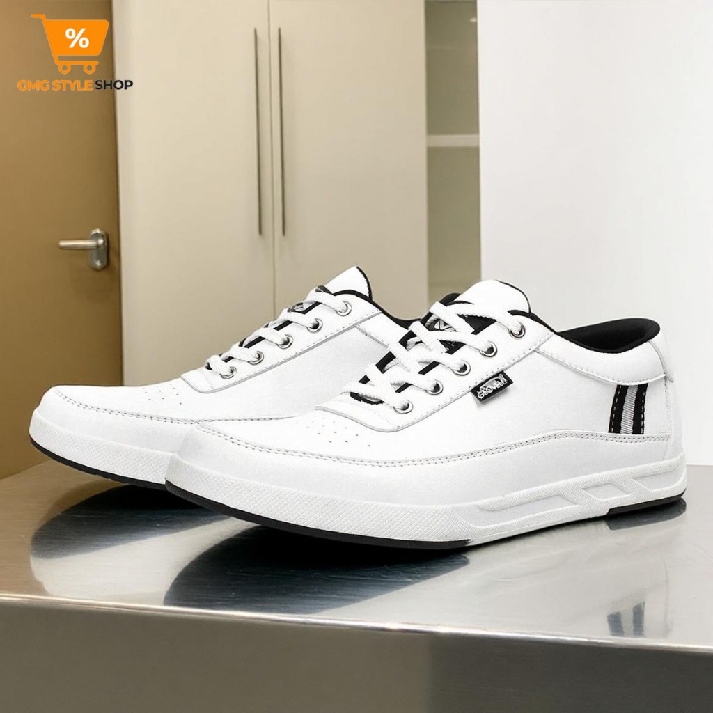 ORIGINAL GEOVELLI Sepatu Pria Sneakers Full White Kasual Shoes
