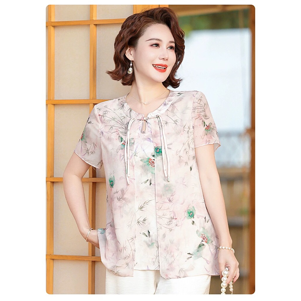 Atasan Wanita Motif Bunga Bahan Silk Premium