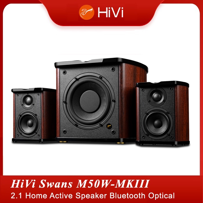 HiVi Swans HiVi M50W-MKIII 2.1 Speaker Multimedia Rumah Aktif Bluetooth Optik Remote Subwoofer Bass 