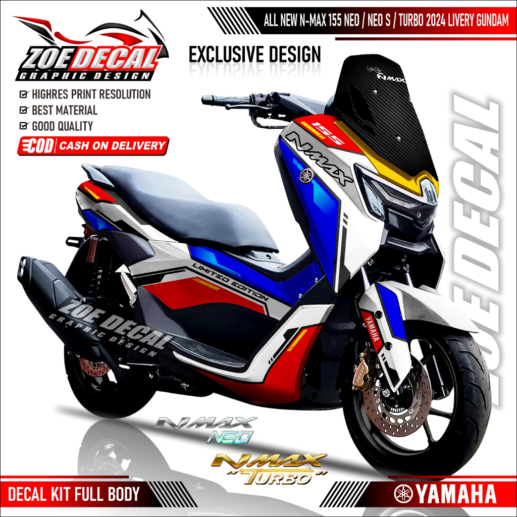 Terbaru Decal Stiker Full Body Yamaha All New NMAX TURBO / NEO / NEO S Motif / Livery GUNDAM