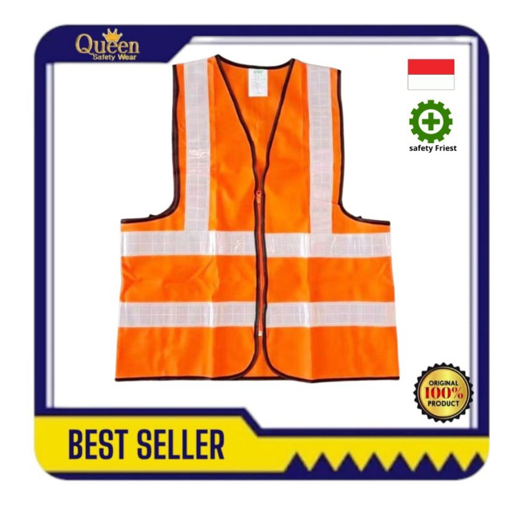 Rompi Safety proyek poliester - Rompi Proyek Bahan Polyster - Rompi kerja - Rompi Orange