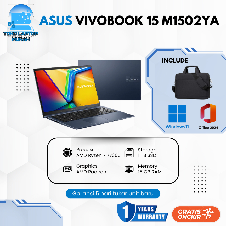 Asus Vivobook 15 M1502YA AMD Ryzen 7 7730u 16GB RAM 1 TB SSD W11 15.6 FHD IPS