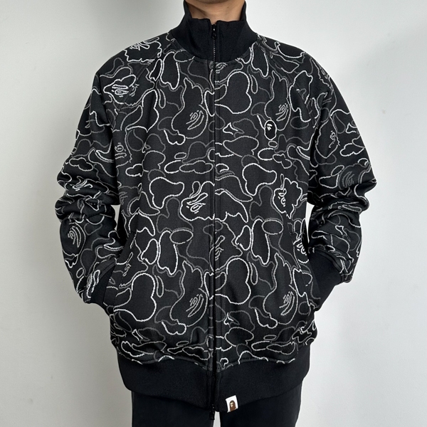 Jaket BAPE CAMOUFLAGE GREY WHITE BLACK ZIP TRACK JACKET 100% ORIGINAL