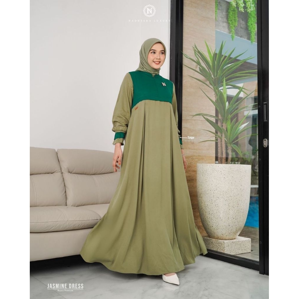 JASMINE DRESS BY NADHEERA LUXURY √ Gamis polos √ Gamis nadheera √ Gamis premium