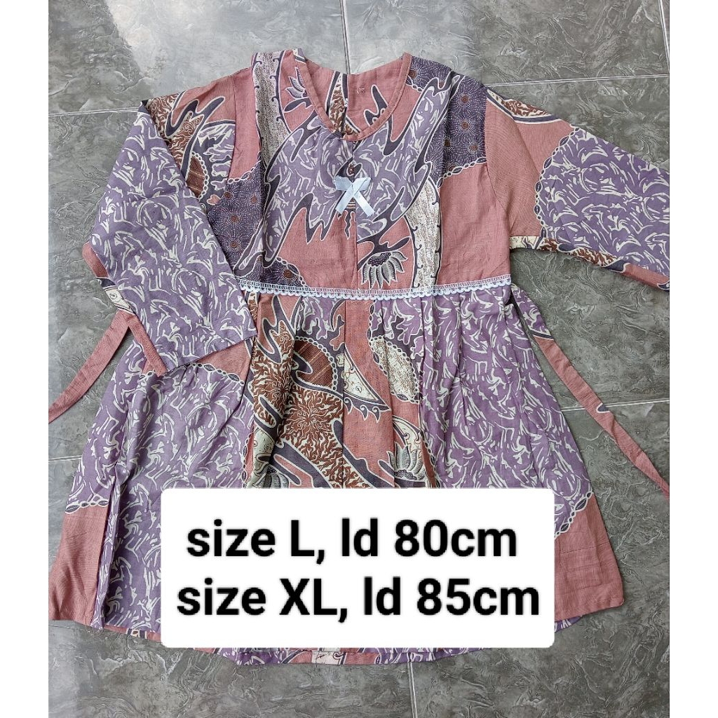 blouse atasan batik anak perempuan SD usia 6-12 tahun lengan panjang adem menyerap keringat
