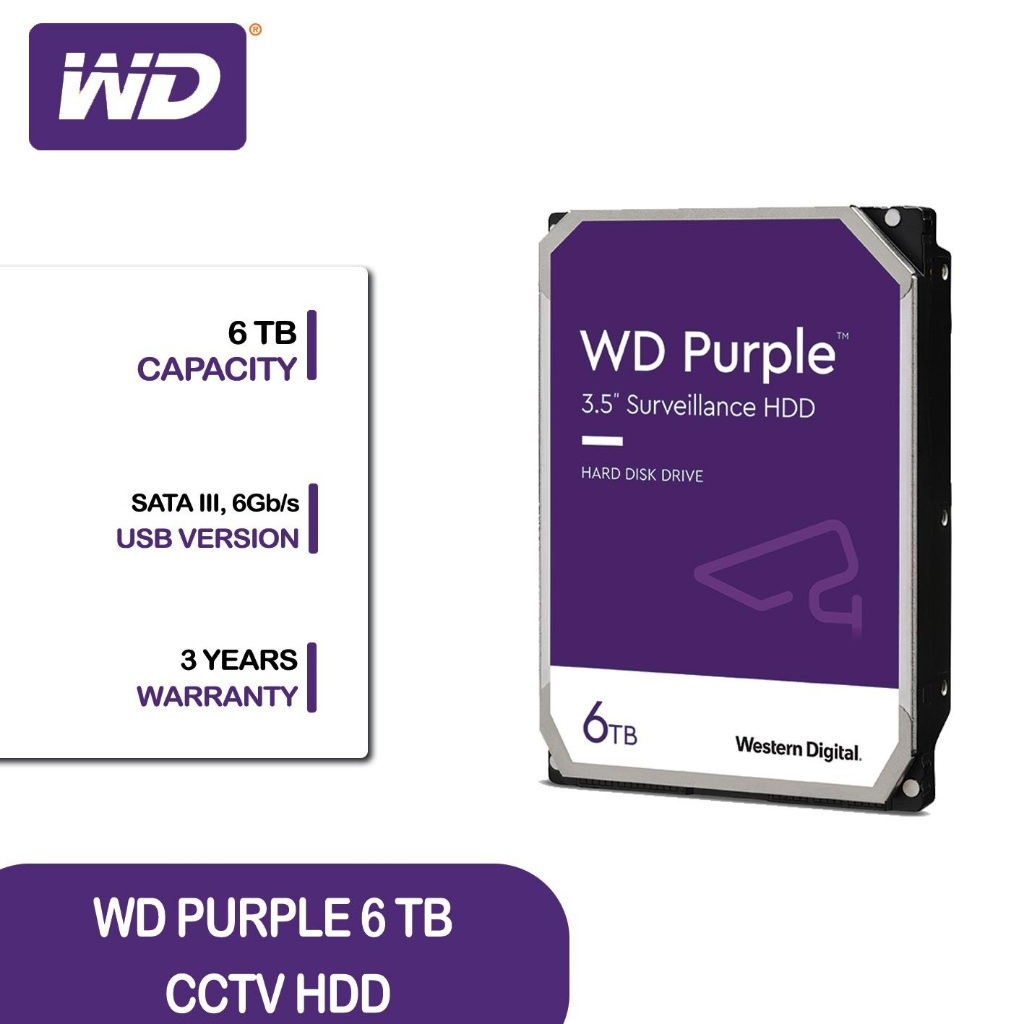 Hardisk HDD WD PURPLE 6TB / PRO 8TB 10TB - Internal CCTV Surveillance