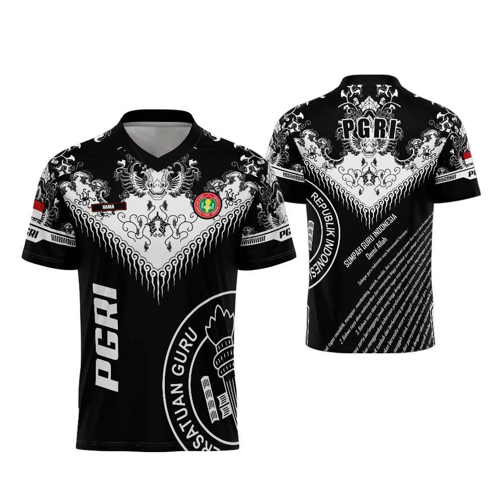 BAJU JERSEY BATIK PGRI KAOS PRIA PGRI LENGAN PENDEK JERSEY OLAHRAGA PGRI BAJU GURU PGRI