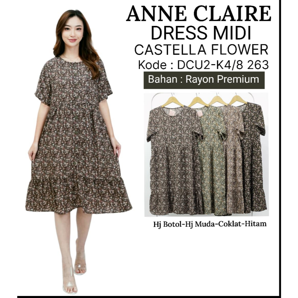 GROSIR BAJU MURAH - DRESS MIDI ANNE CLAIRE ALLSIZE / DRESS  KUTUNG ANNE CLAIRE DEWASA / DRESS MIDI M