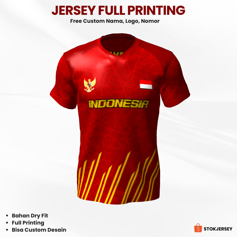 Kaos Jersey Futsal Maroon Kuning Motif Batik 557 - Jersey Olahraga Full Printing