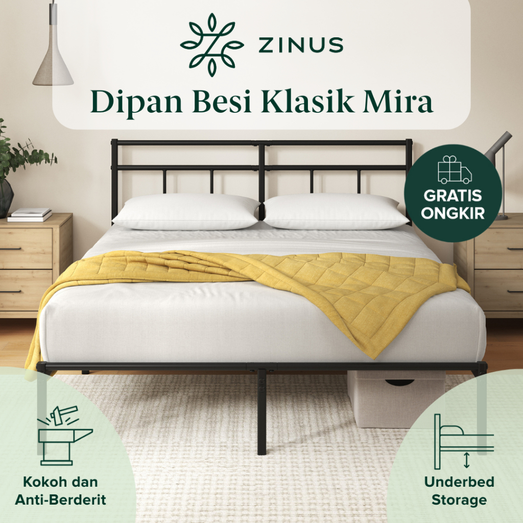 Dipan Ranjang Tidur Zinus Mira Minimalis Ranjang Besi In a Box