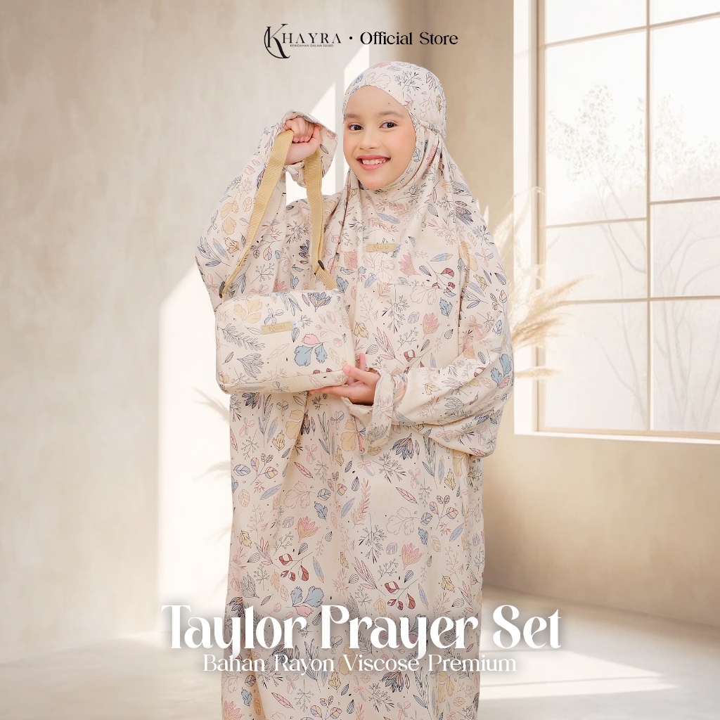 Mukena Anak Terusan Usia 7 - 15 Taylor Series by Mukena Khayra - Bahan Rayon Viscose Premium