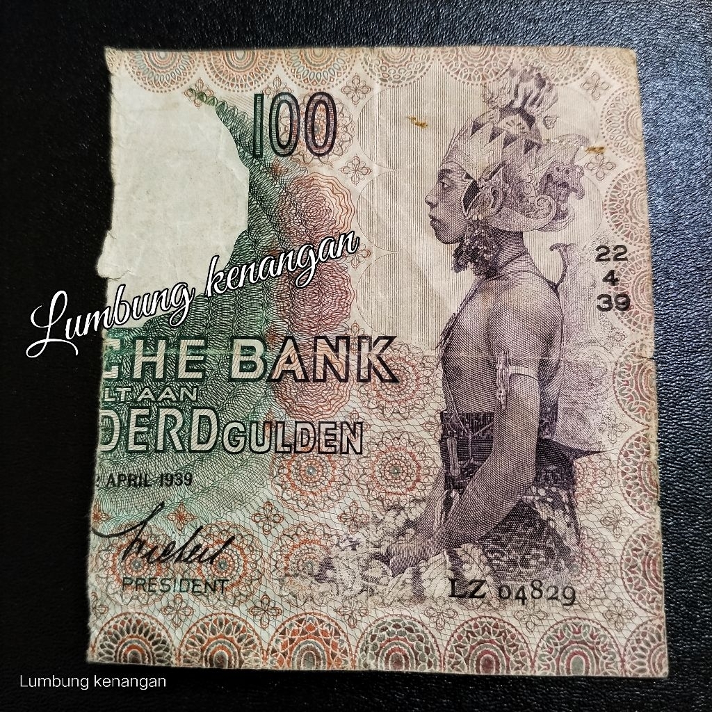 uang kuno Sanering 100 Gulden Wayang