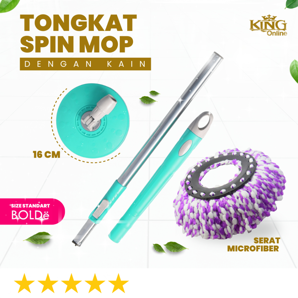 Tongkat Handle Spin MOP size standard BOLDE 16 CM / GAGANG TONGKAT PEL + REFILL UNGU 16 CM