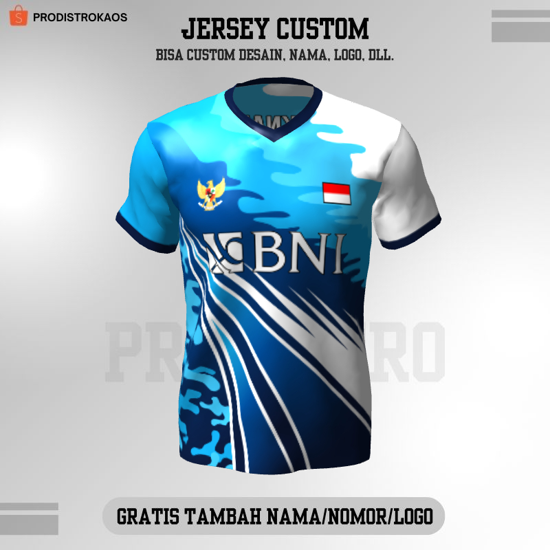 Kaos Jersey Badminton Biru Motif Abstrak 118