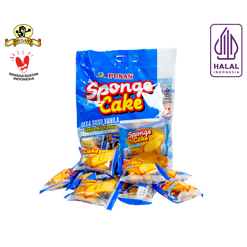 Kue Pusan Sponge Cake Bolu Rasa Susu Vanilla 20 Pcs