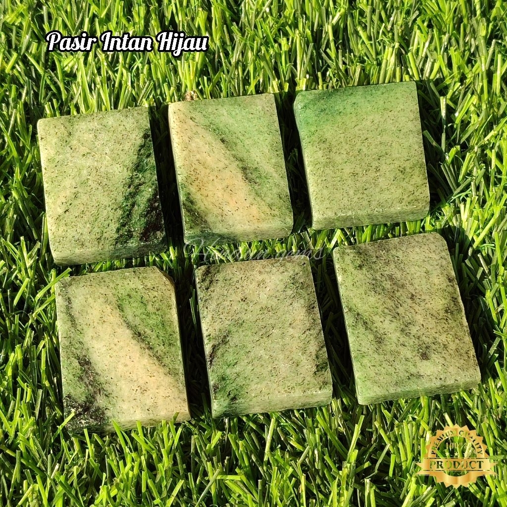 Bahan Batu Pasir Intan Hijau Asli Natural Alam / Bongkahan Batu pasir intan Hijau / Lempengan Batu p