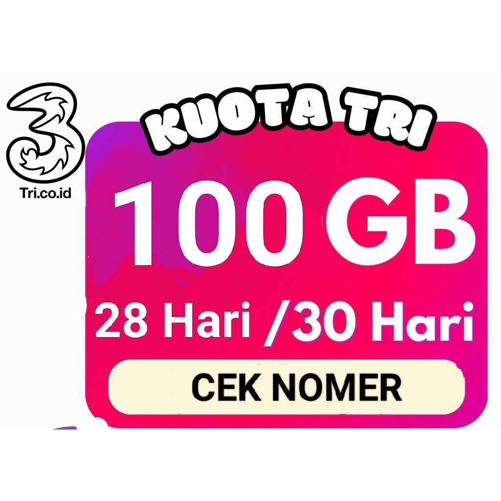 INJECT KUOTA 100GB 30 HARI TRI NASIONAL INDONESIA