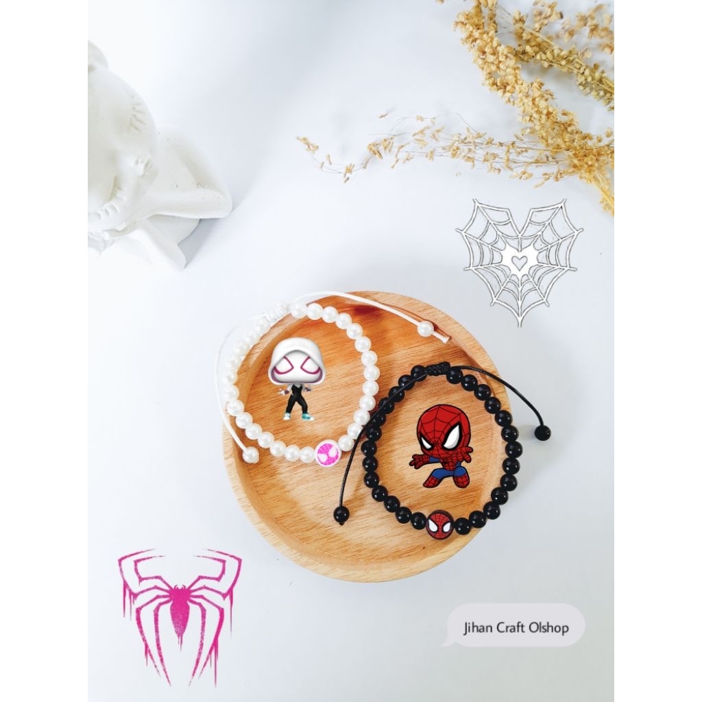 Gelang Couple Spiderman Serut Mutiara / Gelang Spiderman Couple / Gelang Couple