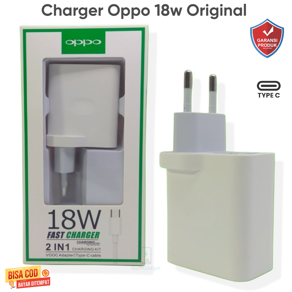 Charger Oppo 18 Watt Type C Fast Charging Casan Hp A5 A53 A54 A58 A18 A16 A9 2020 Original 100%