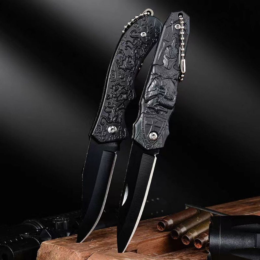 Pisau Saku Lipat Mini relief motif Serbaguna Camping Gunung Knife Tactical  Outdoor Portable