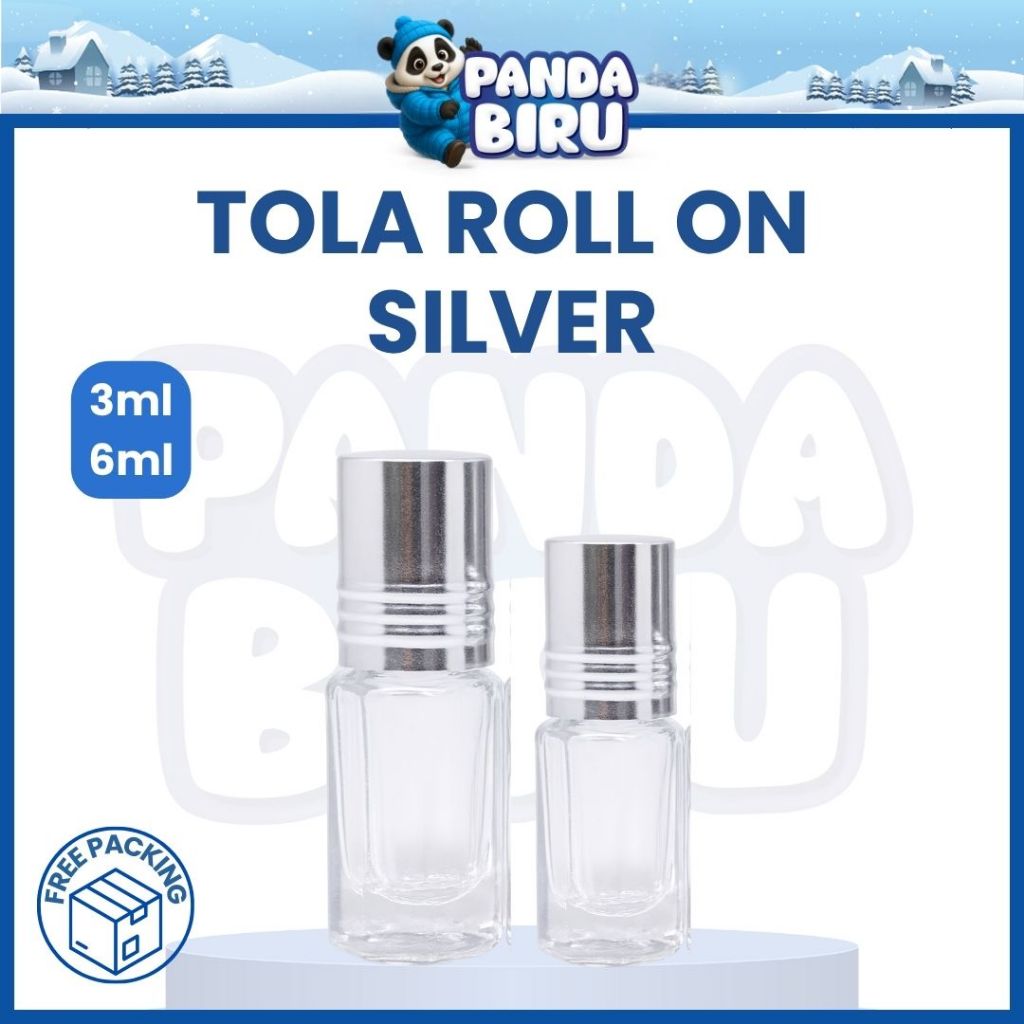Botol Parfum Tola Roll On Silver 3ml & 6ml - Botol Kaca Winyak Wangi Premium