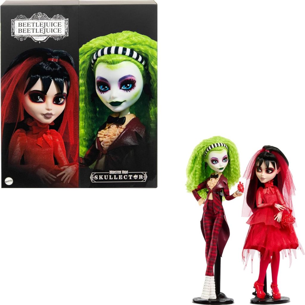READY MONSTER HIGH SKULLECTOR BEETLEJUICE BEETLEJUICE DOLL 2-PACK, COLLECTIBLE BETELGEUSE AND LYDIA