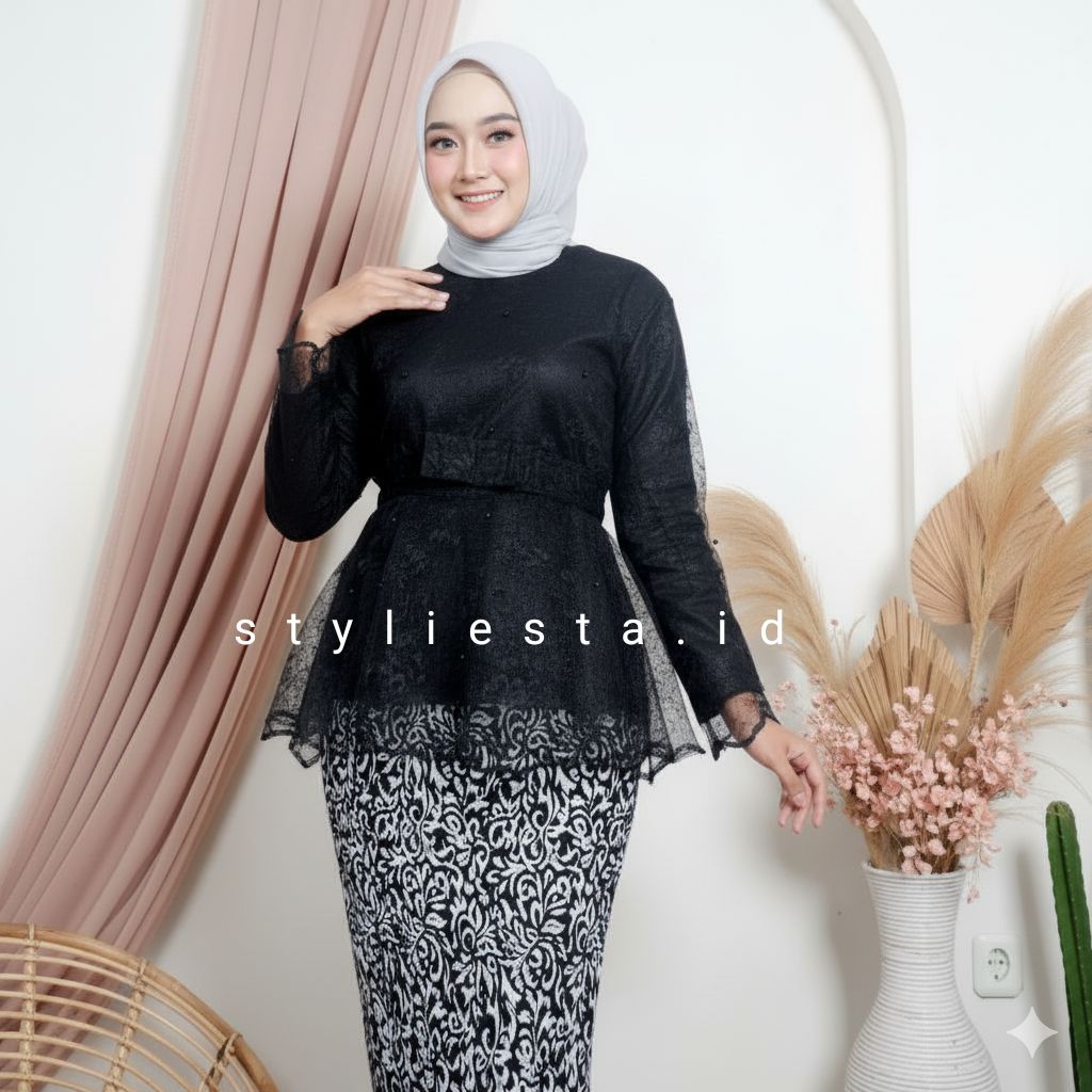 Blouse Kebaya Brokat Modren Peplum Elegan | Atasan Wanita Kondangan dan pesta Elegan M-XXL