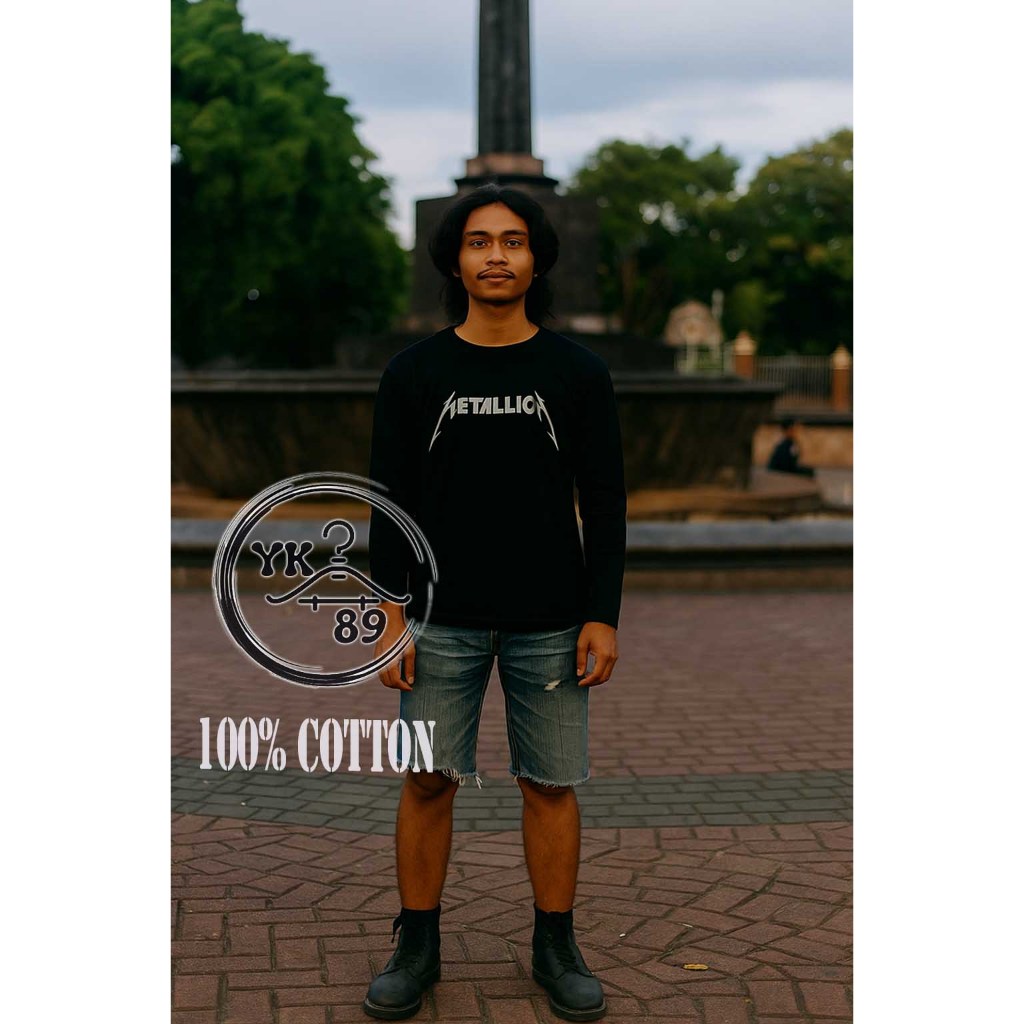 kaos distro band metallica lengan panjang cotton