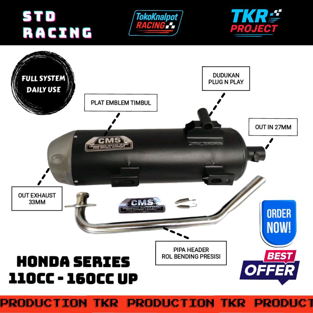 Knalpot Motor CMS 1 Racing Anti tilang Untuk motor Beat Vario Scopy N-MAX AEROX PCX freego SUARA BAS