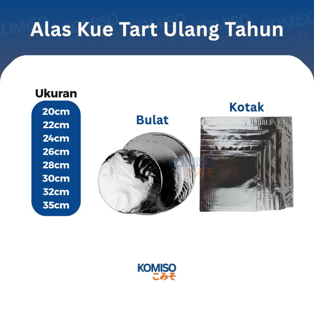 Tatakan Kue / Alas Kue Ulang Tahun Tart Kotak Bulat Dus Karton Warna Silver