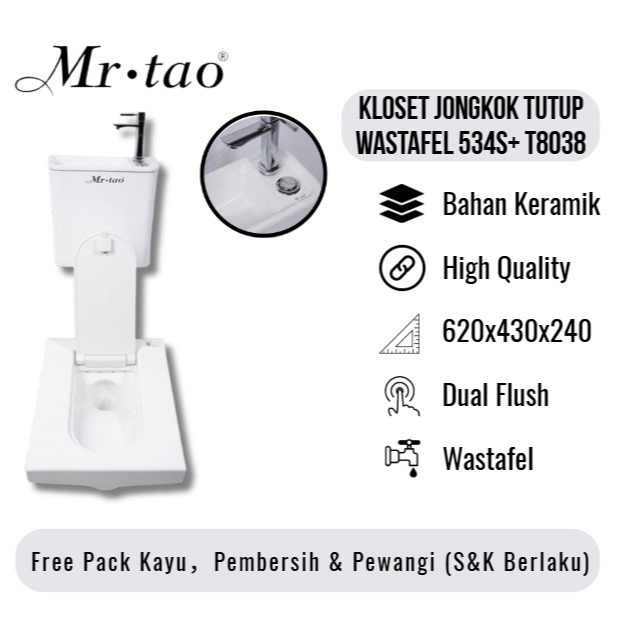 kloset jongkok penutup otomatis watertank wastafel