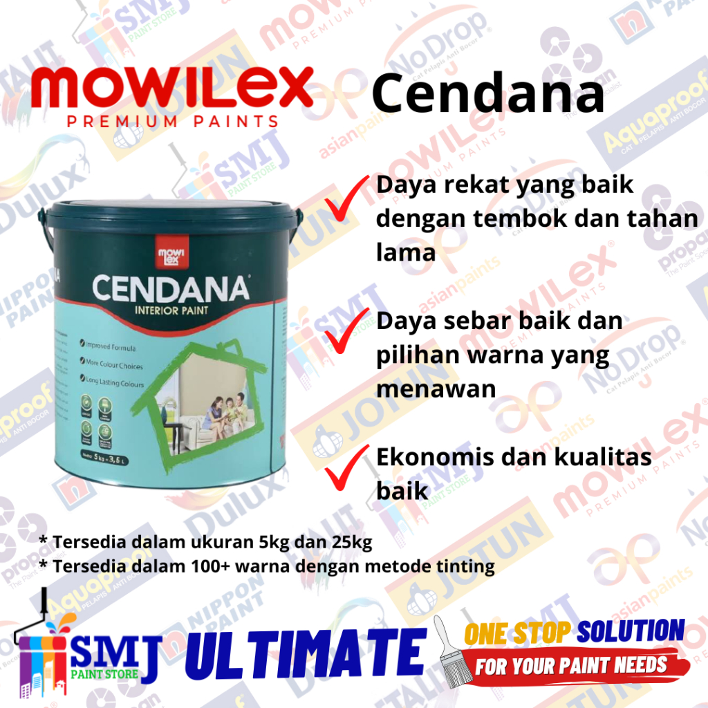 Mowilex Cendana Interior Paint Cat Tembok 25 Kg WARNA TINTING