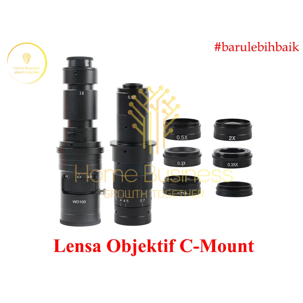 Lensa Mikroskop Single Video C-Mount Lensa Objektif Peninggi Kamera Industri PCB Handphone & Laptop