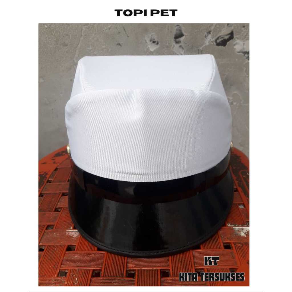 Topi Pet cowok putih kain/topi pet polos pria kain