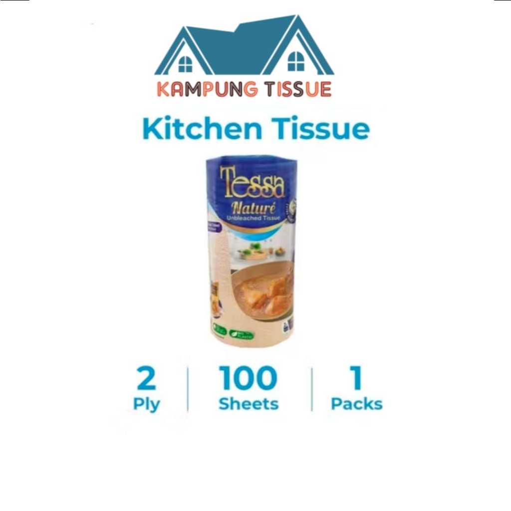 Tissue Dapur TESSA Nature Cokelat unbleached kitchen towel 1roll 100s 2ply / Tisu dapur tesa coklat 