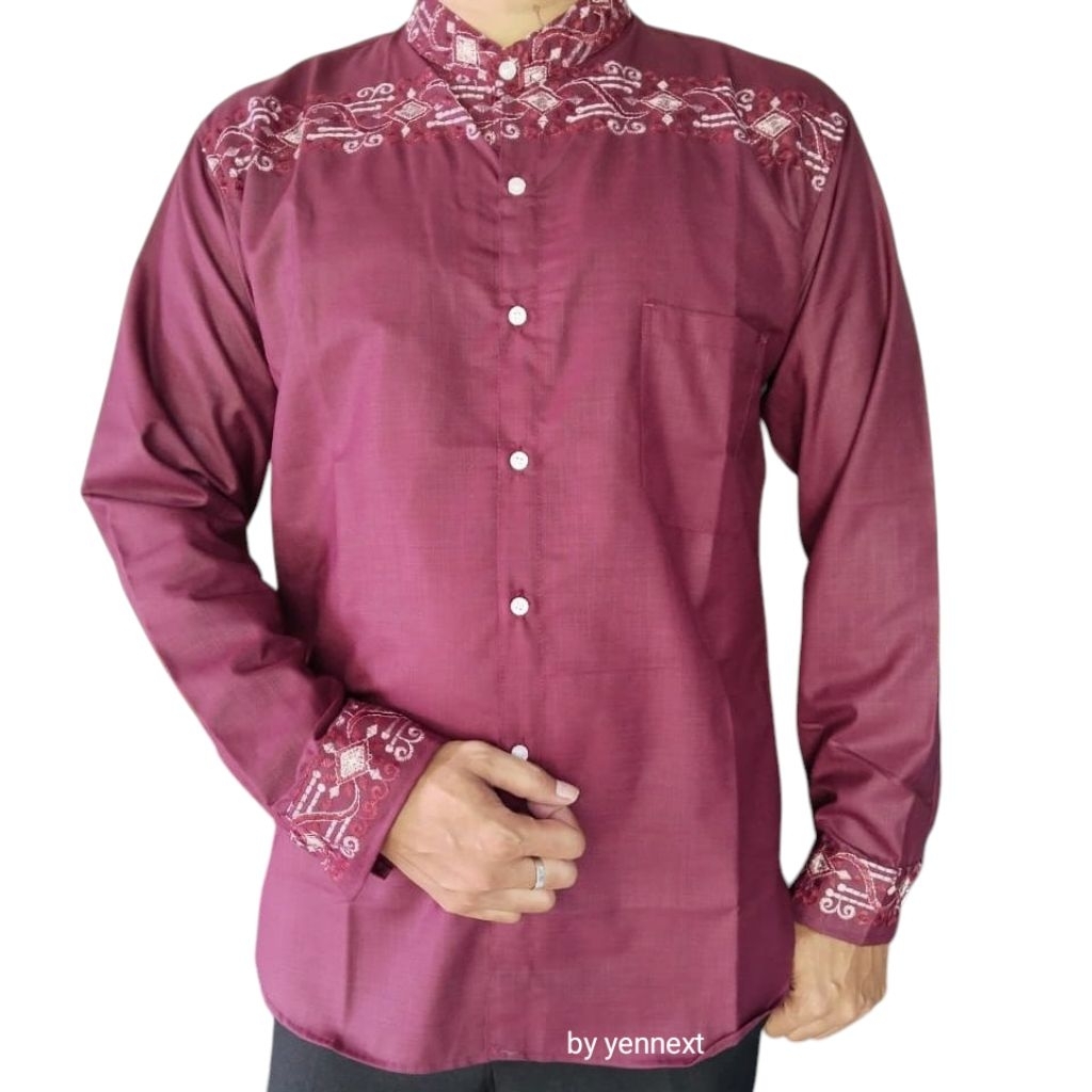 Baju Koko Pria katun madinah Lengan Panjang.