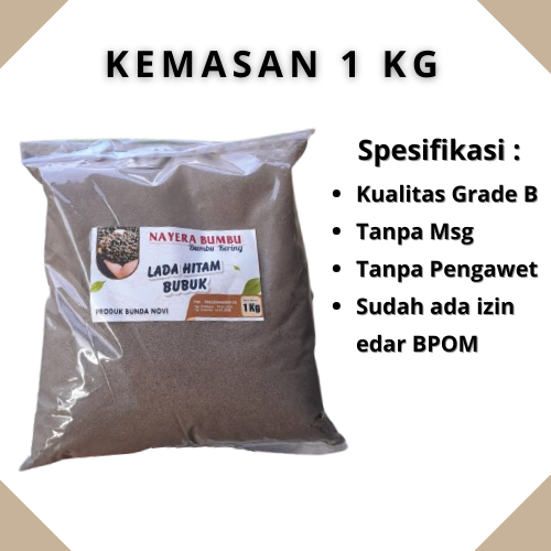 (Kemasan 1kg ) Lada Hitam Bubuk Kiloan / Lada Bubuk Murah / Bumbu Masak Murah Ladaku