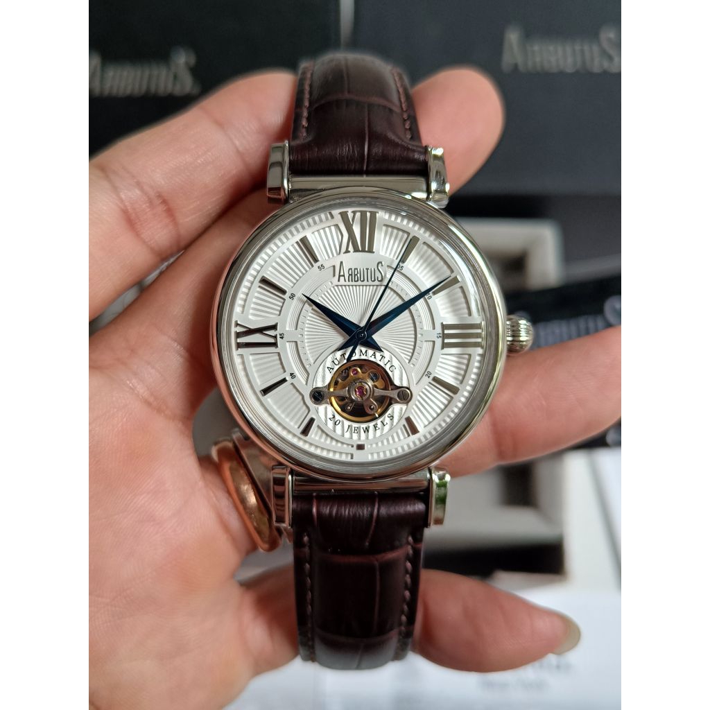 Arbutus pria automatic open heart AR802 sapphire coating blm pernah dipakai fullset like new