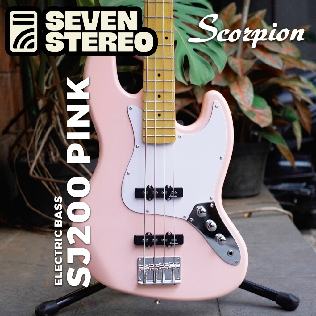 Scorpion SJ200 SJ 200 Jazz Bass Maple FB Shell Pink